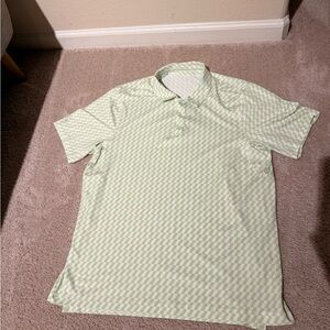 Lululemon Men’s Golf Polo Shirt Large Green White Performance Stretch